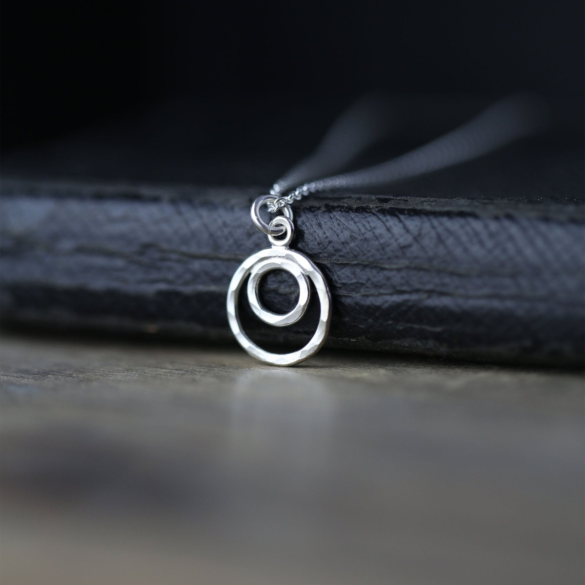 Hammered Double Circle Necklace