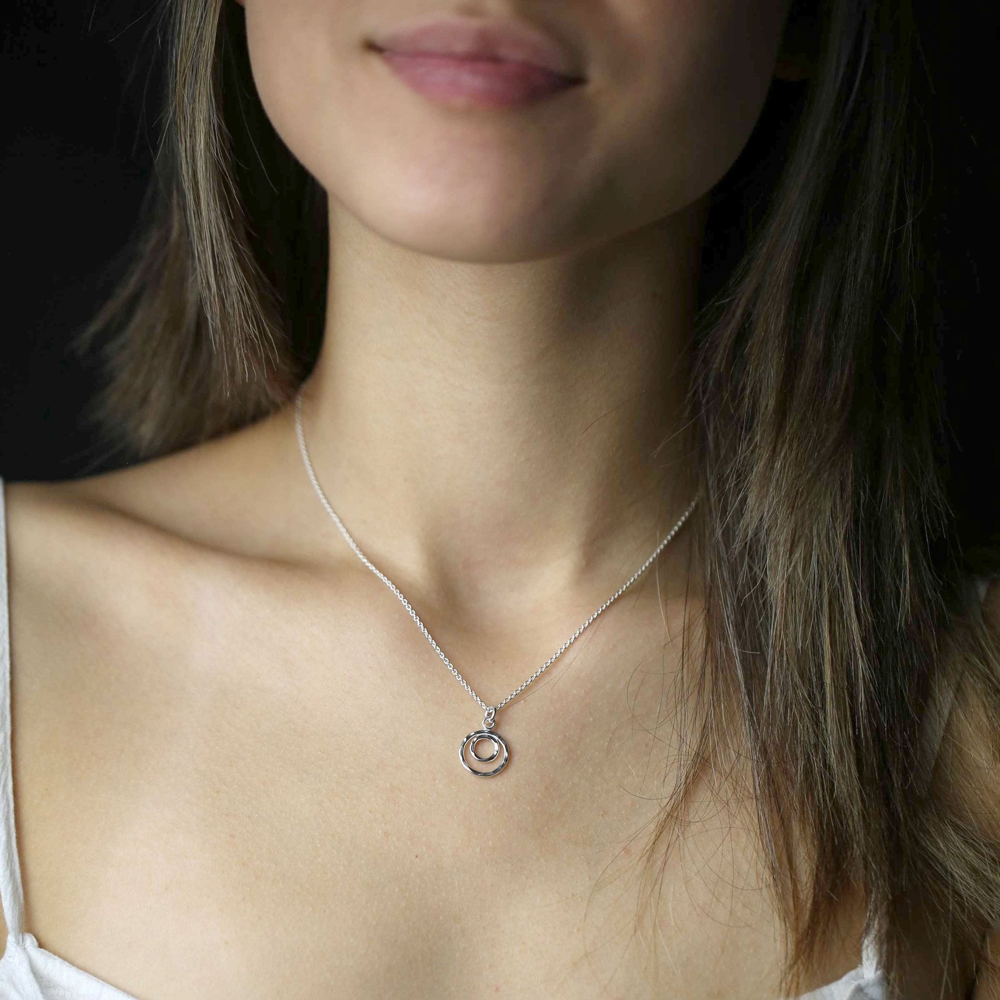 Hammered Double Circle Necklace