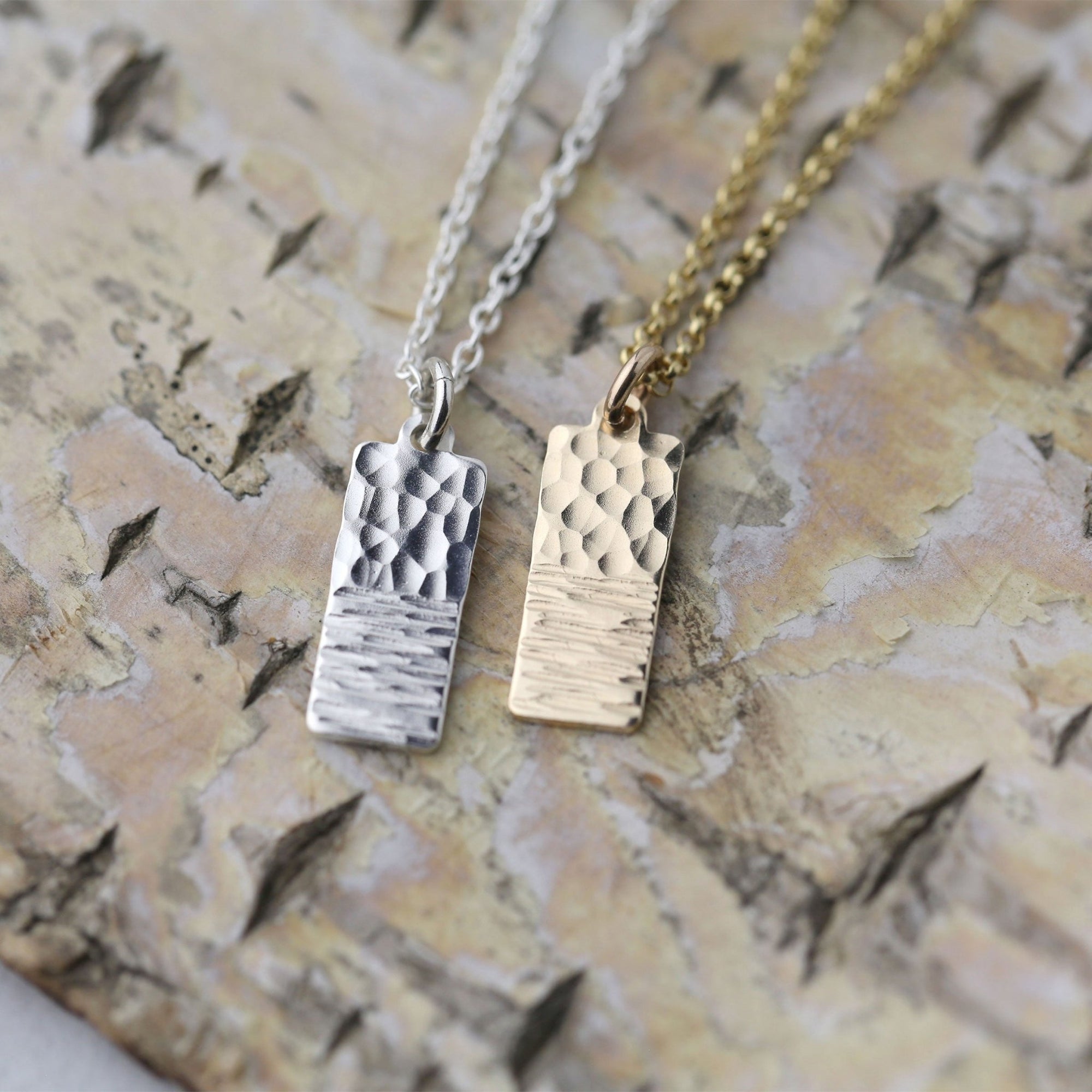 Hammered Duo Texture Necklace handmade by Burnish