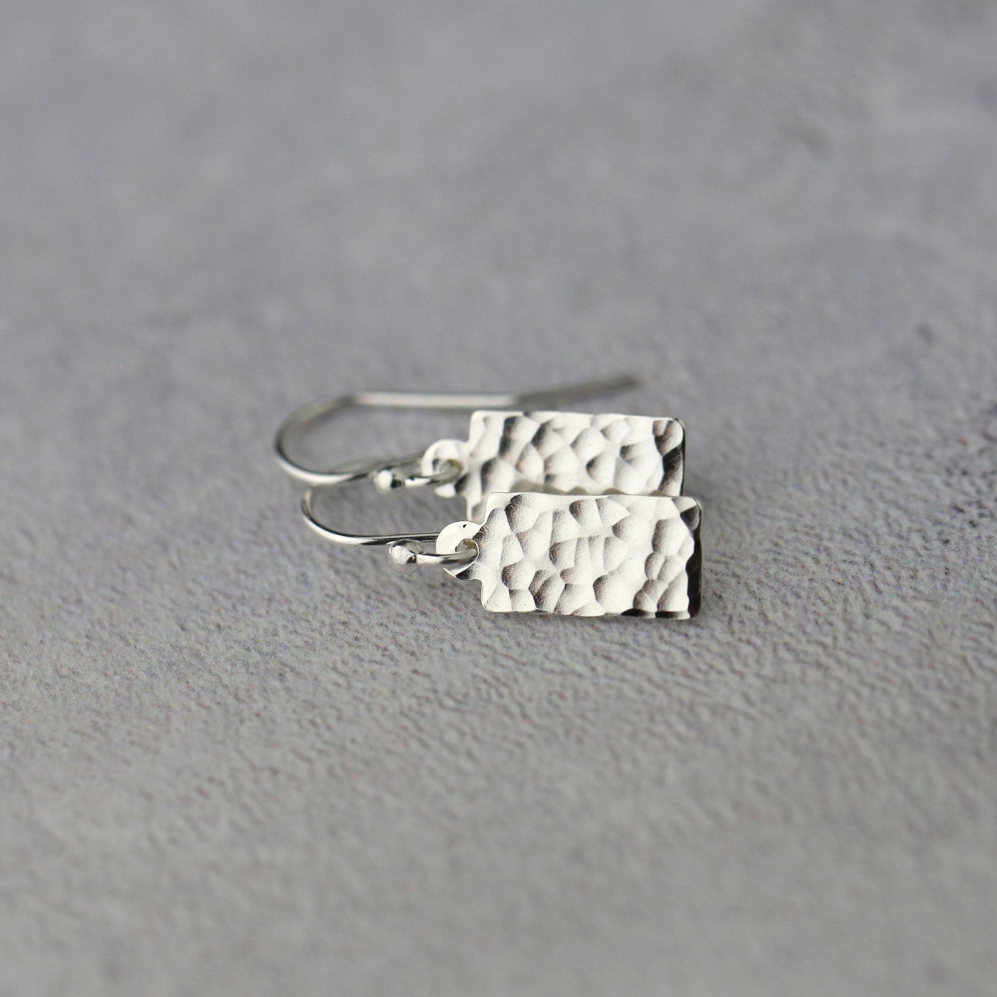 Hammered Silver Mini Tag Earrings