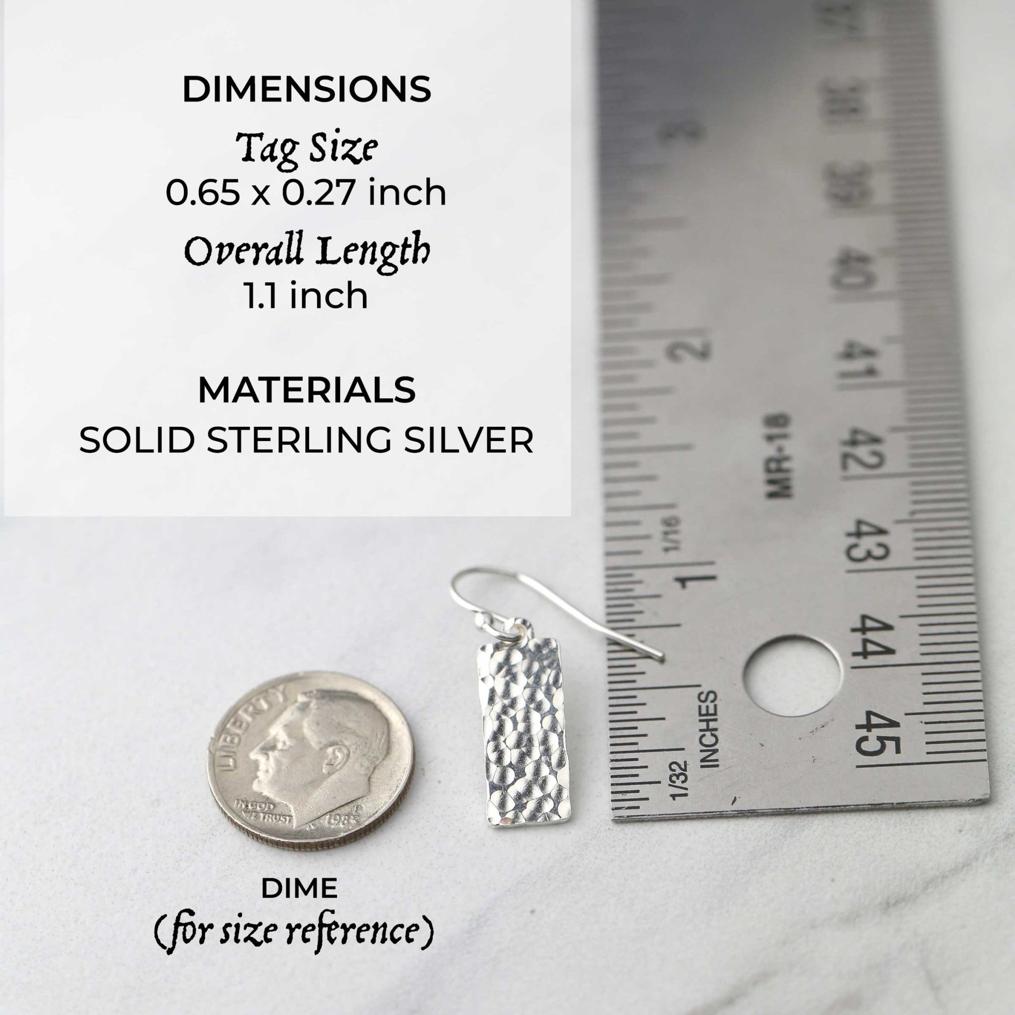Hammered Silver Tag Earrings