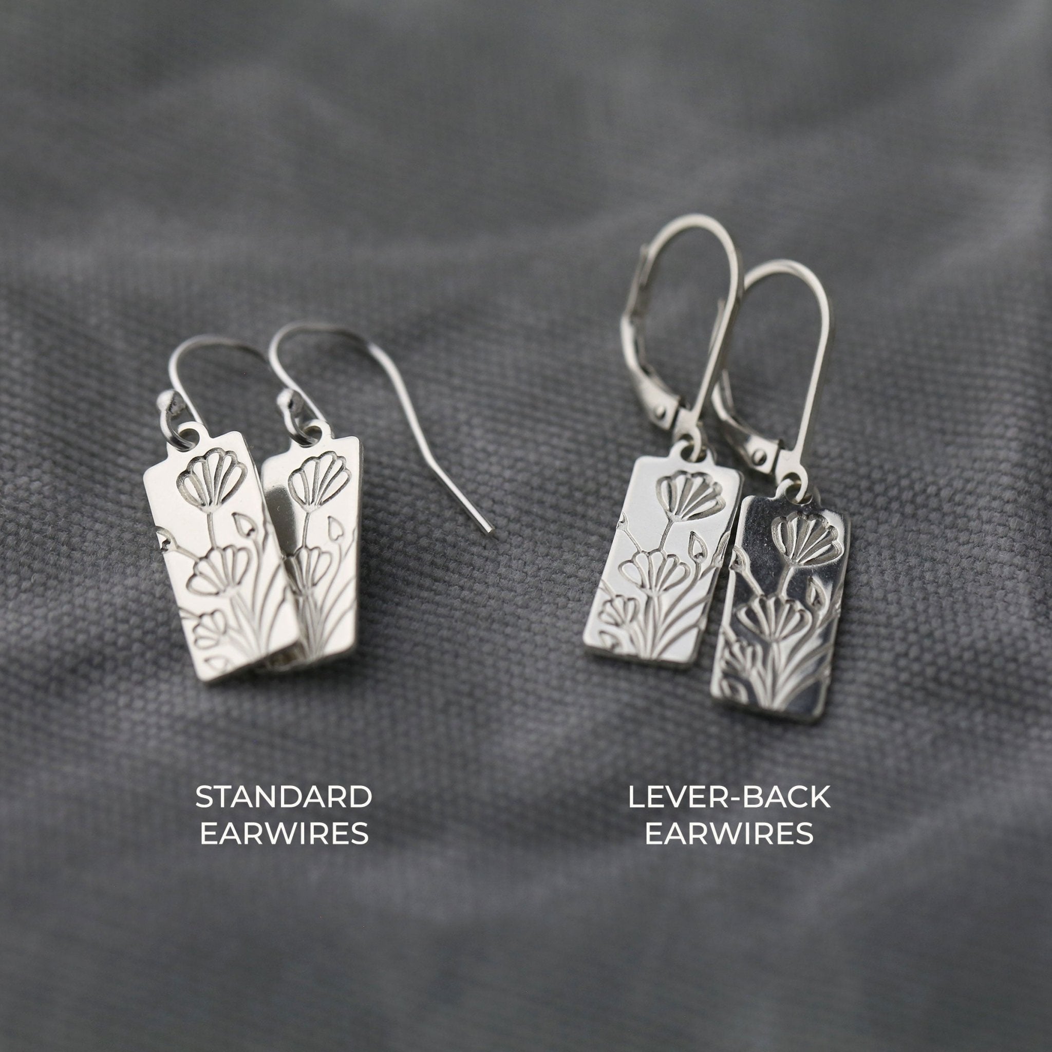 Hand Stamped Floral Tag Earrings