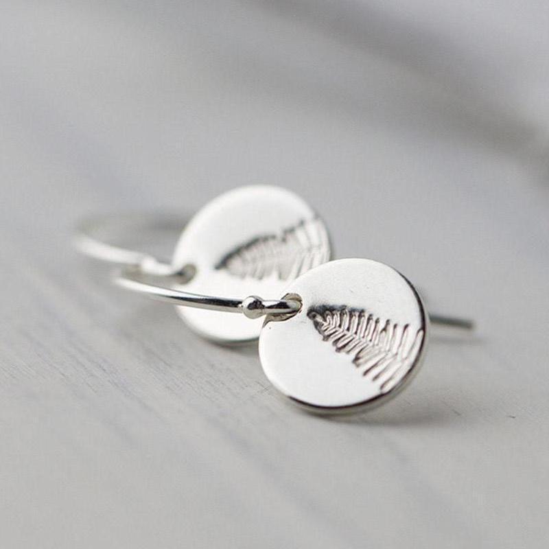Hand Stamped Leaf Earrings - Handmade Jewelry by Burnish