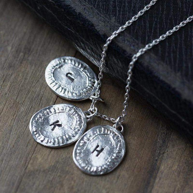 Hand Stamped Medallion Necklace - Handmade Jewelry by Burnish