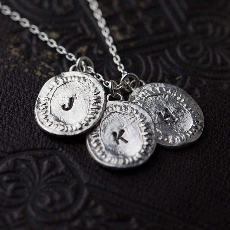 Hand Stamped Medallion Necklace - Handmade Jewelry by Burnish