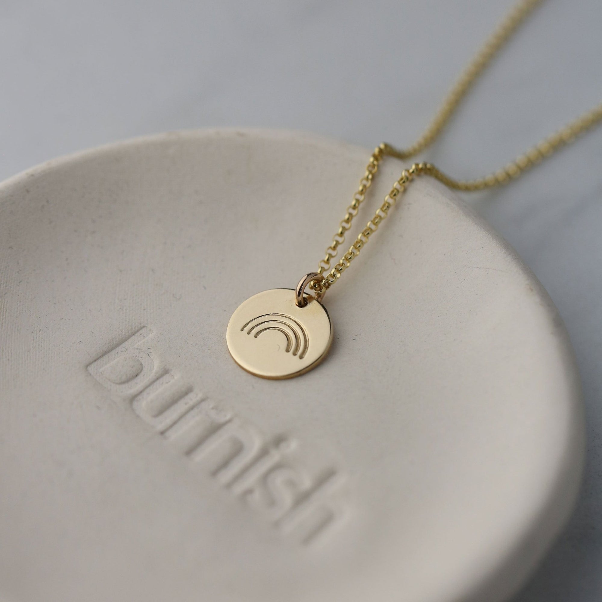 Hand Stamped Rainbow Necklace handmade by Burnish