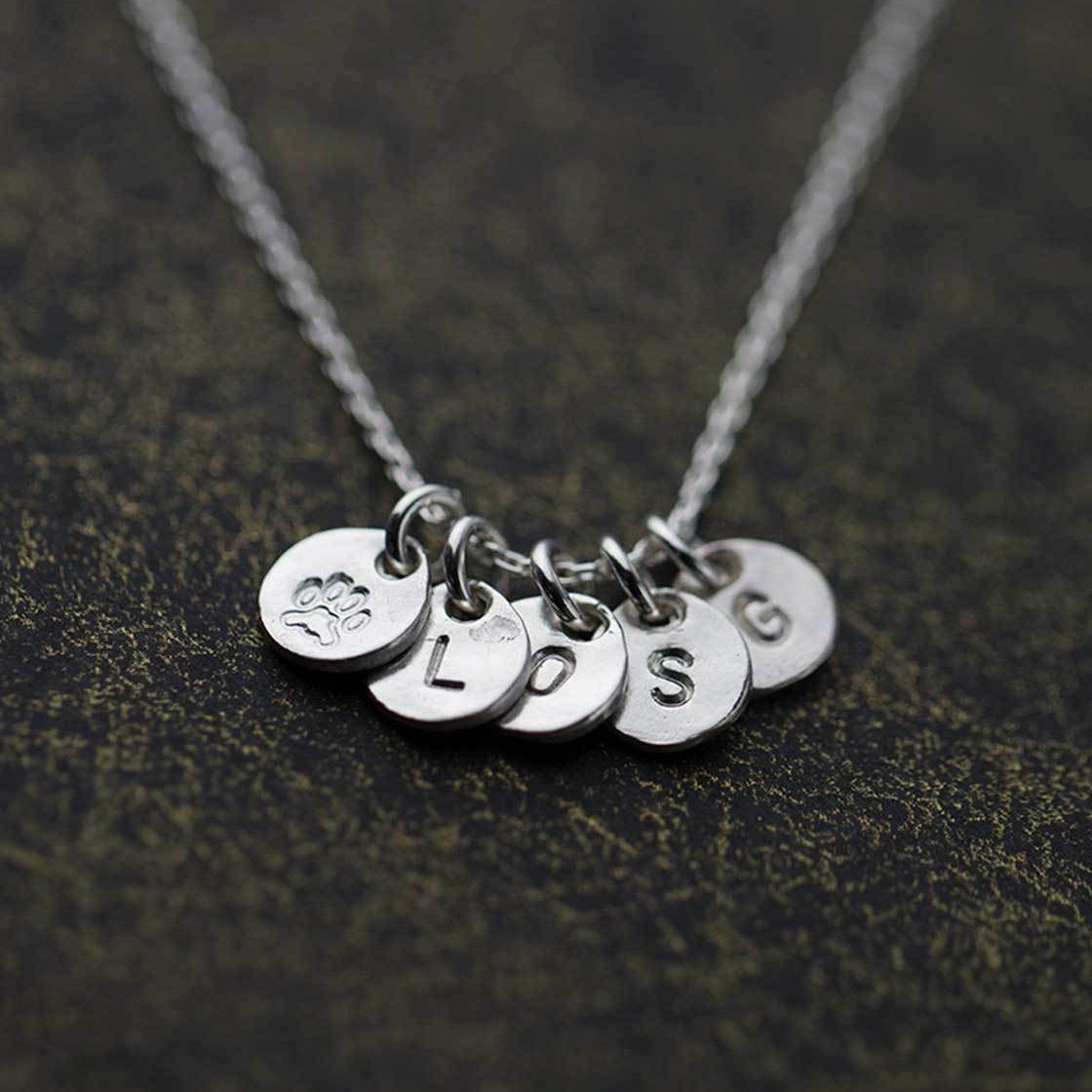 Hand Stamped Tiny Initial Necklace - Handmade Jewelry by Burnish