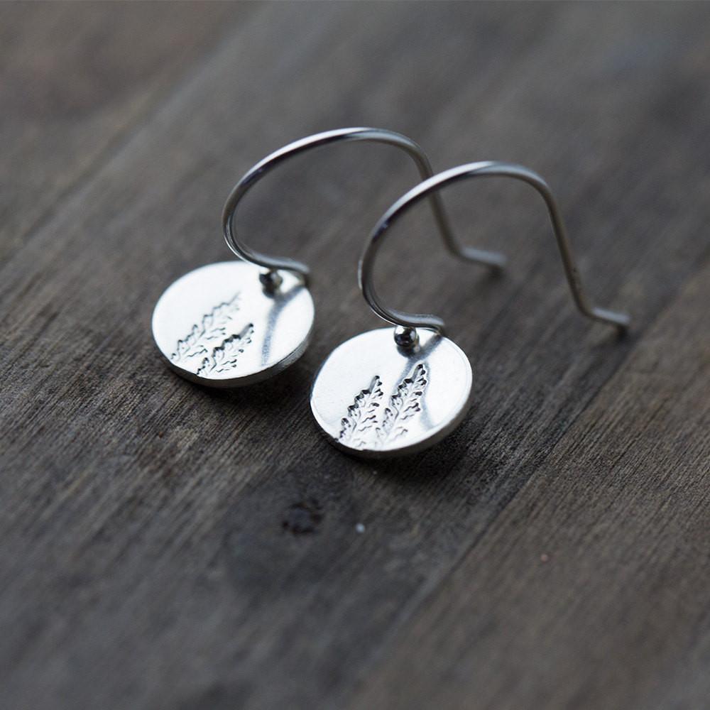 Hand Stamped Tree Earrings - Handmade Jewelry by Burnish