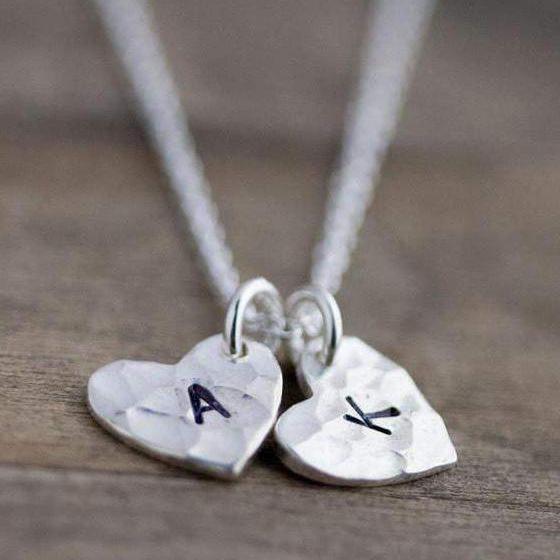 Heart Initial Necklace - Handmade Jewelry by Burnish