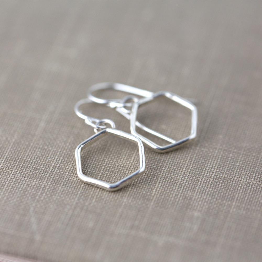 Hexagon Earrings - Handmade Jewelry by Burnish