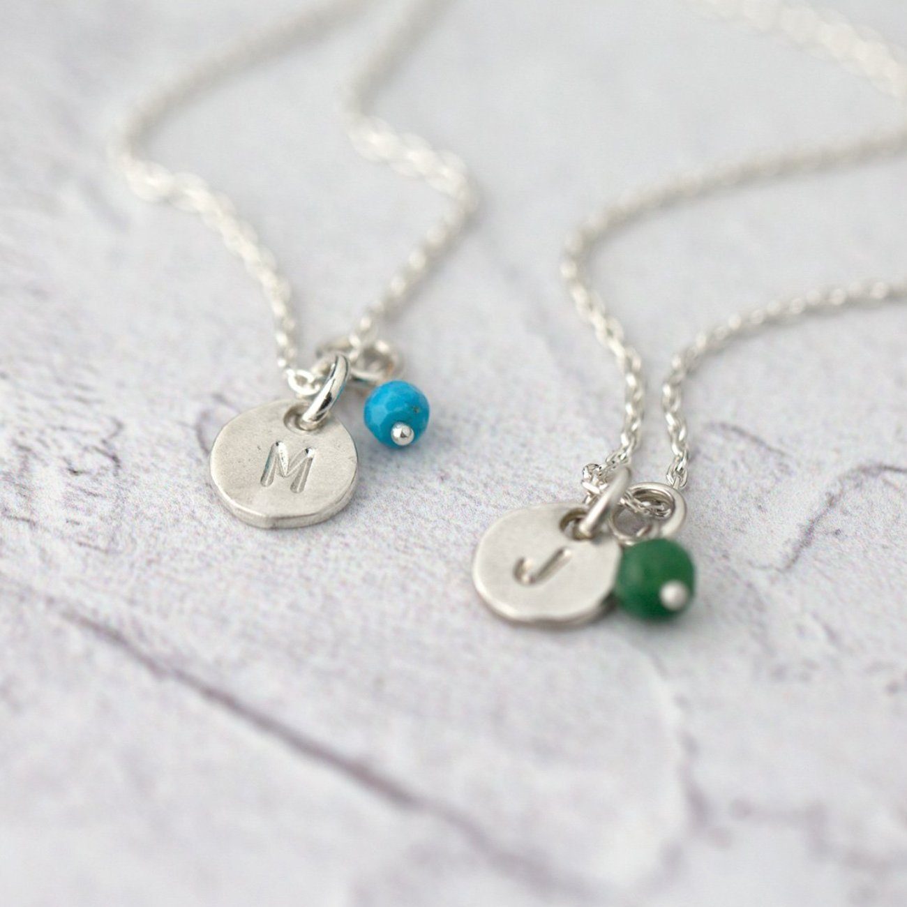 Initial Birthstone Necklace - Handmade Jewelry by Burnish