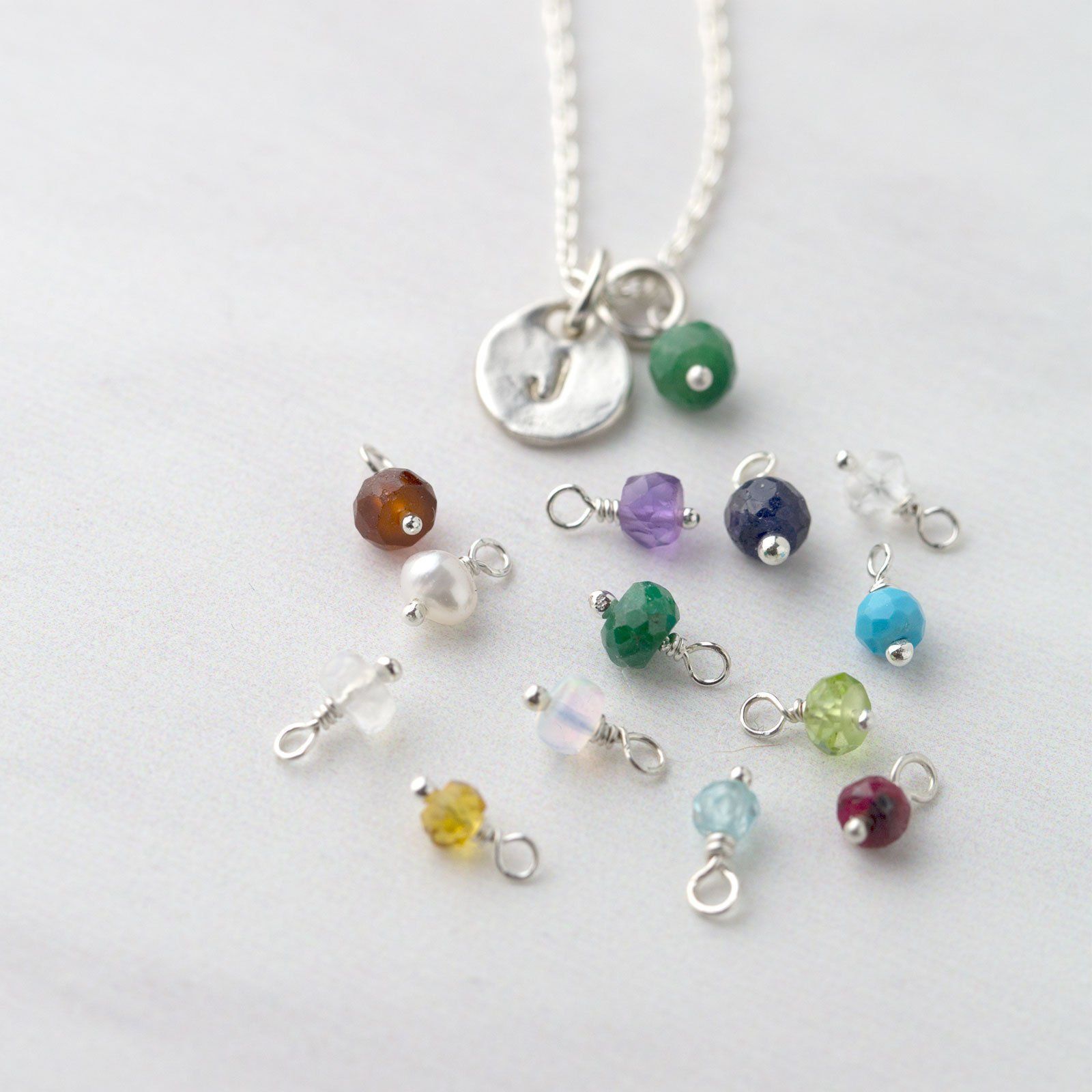 Initial Birthstone Necklace - Handmade Jewelry by Burnish