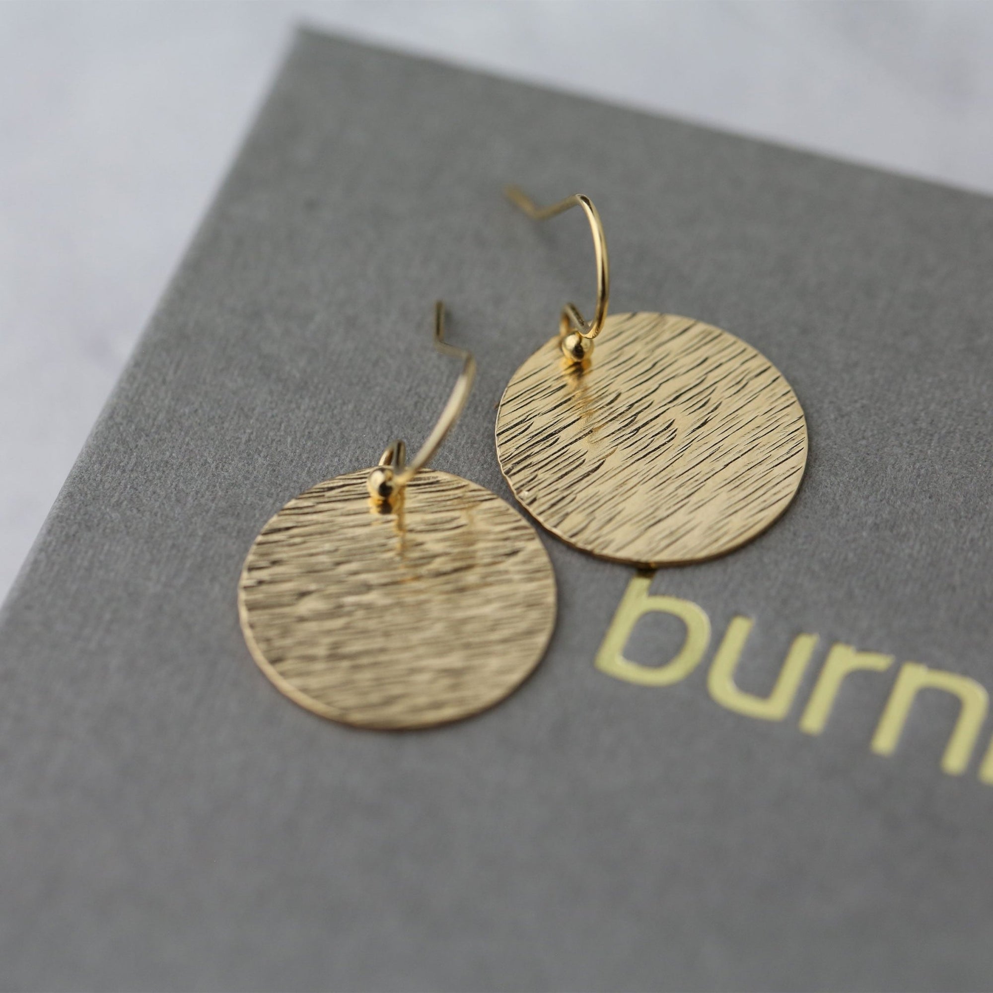 Large Bark Texture Gold Disc Earrings