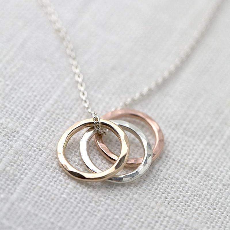 Large Hammered Circle Trio Necklace - Handmade Jewelry by Burnish