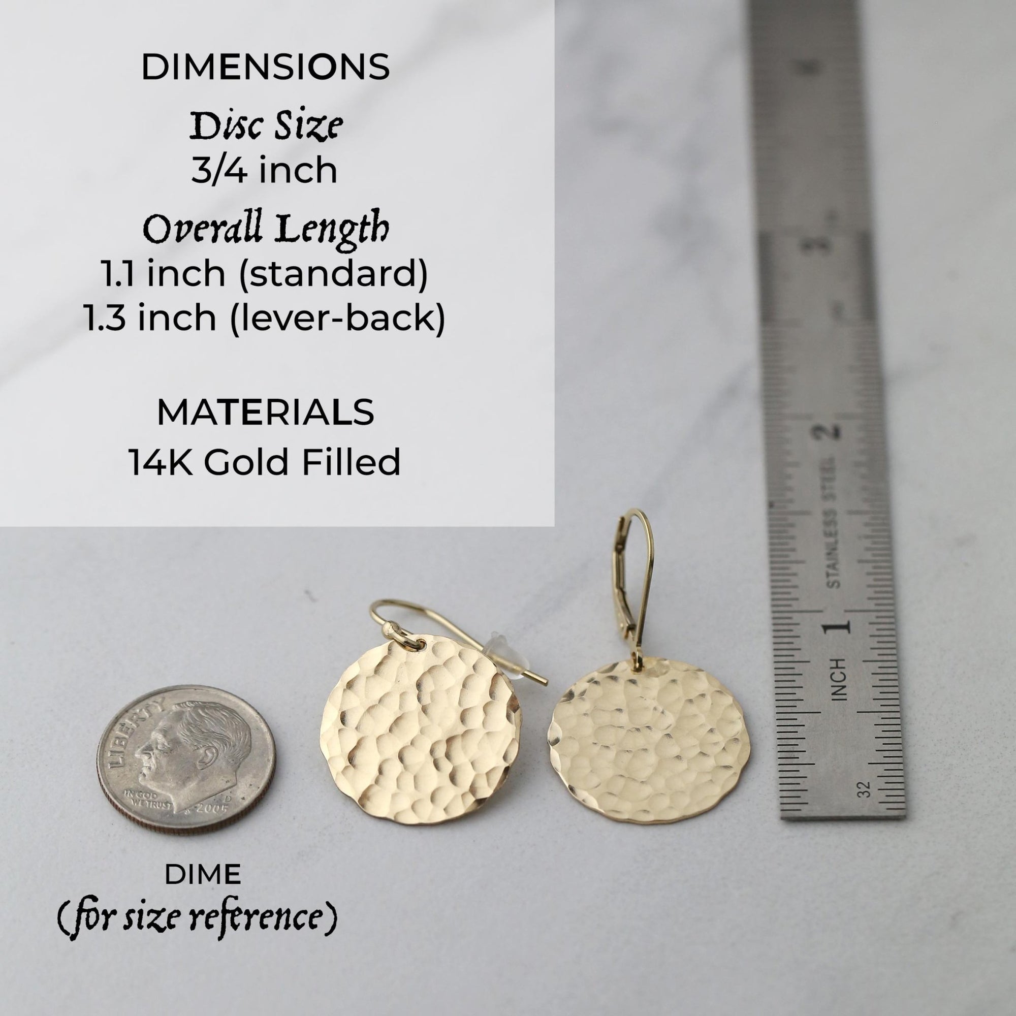 Large Hammered Gold Disc Earrings handmade by Burnish