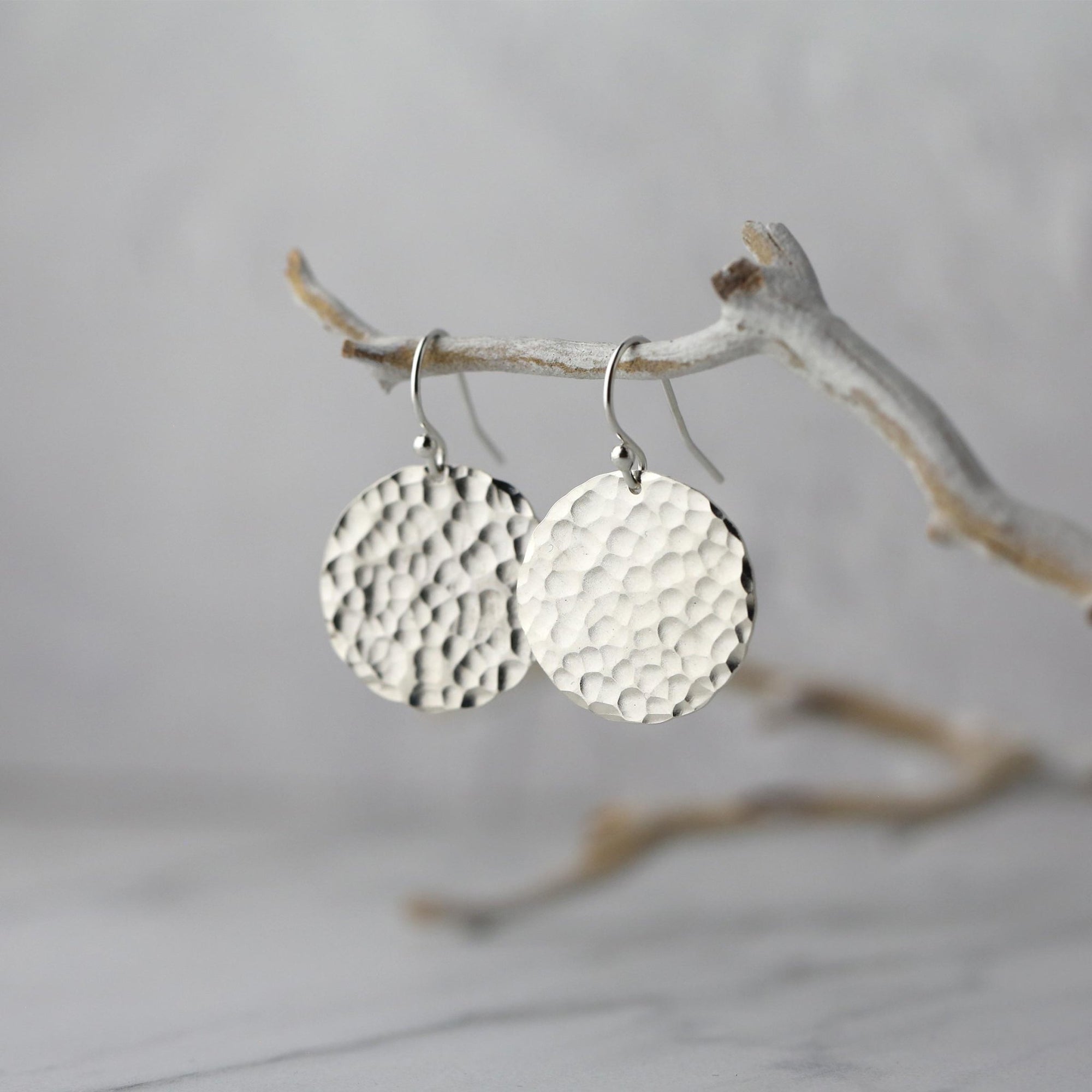 Large Hammered Silver Disc Earrings – Burnish