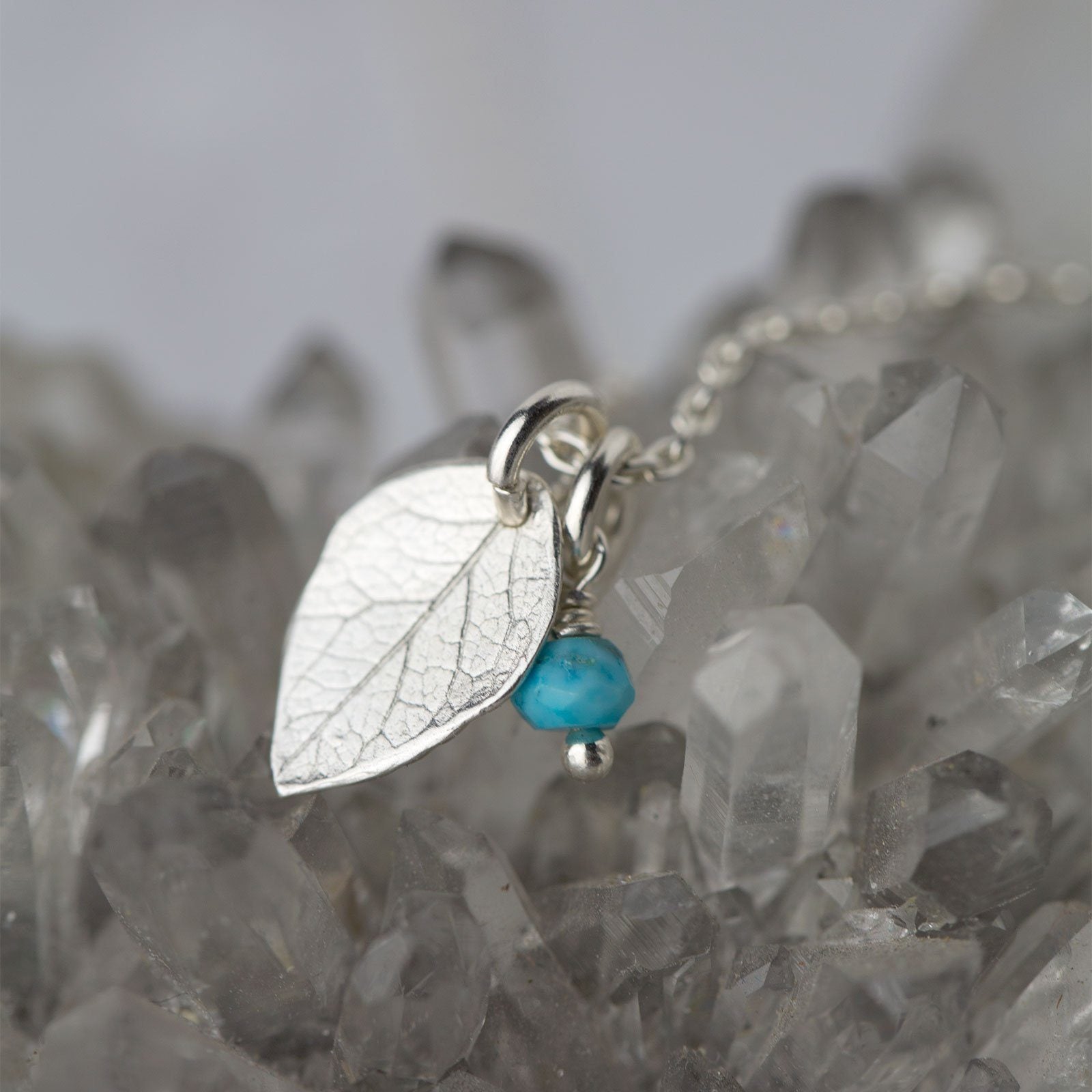 Leaf Birthstone Necklace - Handmade Jewelry by Burnish