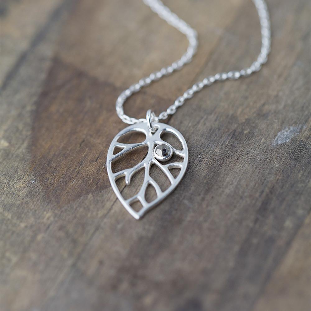 Leaf Necklace with Pyrite - Handmade Jewelry by Burnish