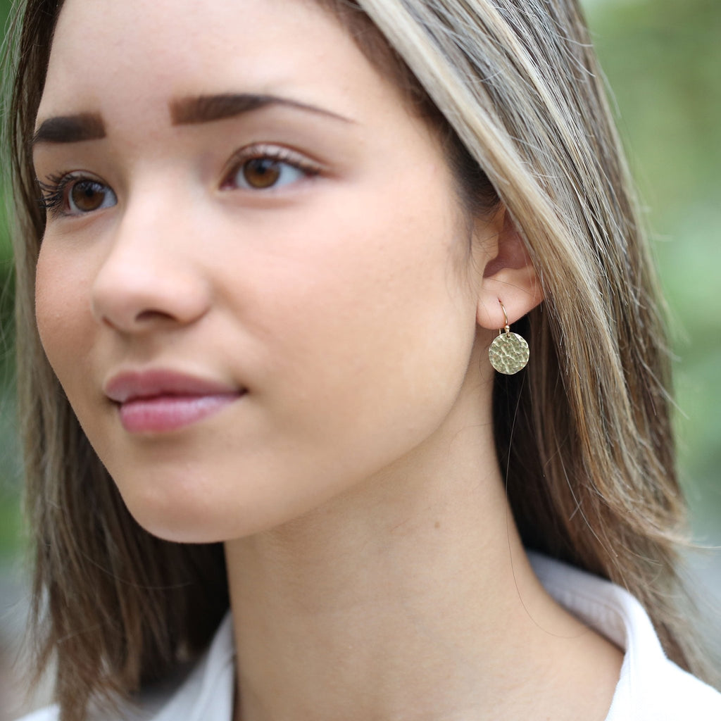 Medium Hammered Disc Earrings Burnish