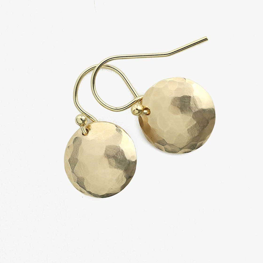 Medium Hammered Dome Earrings - Gold Filled or Sterling Silver - Handmade Jewelry by Burnish