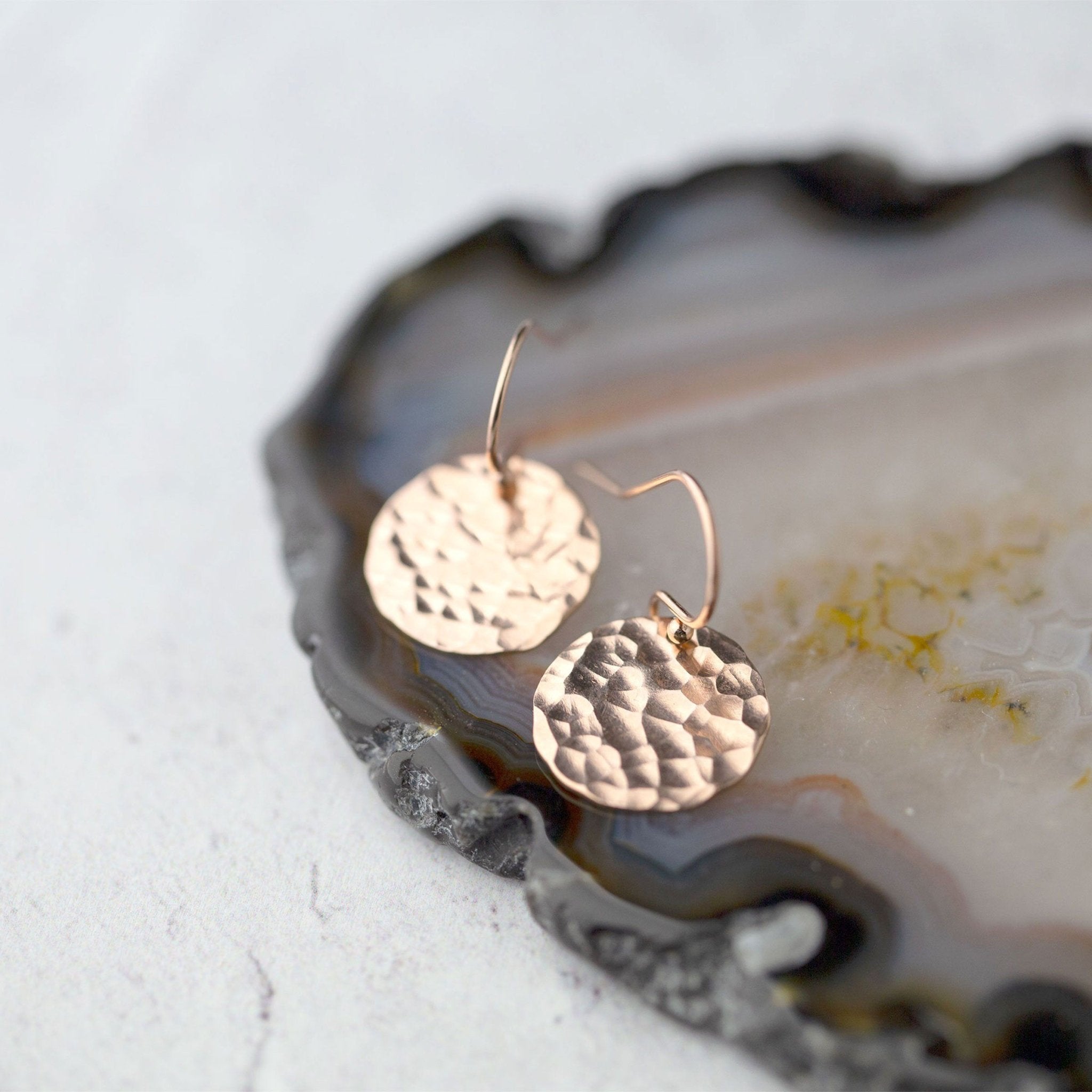 Hammered rose hot sale gold earrings