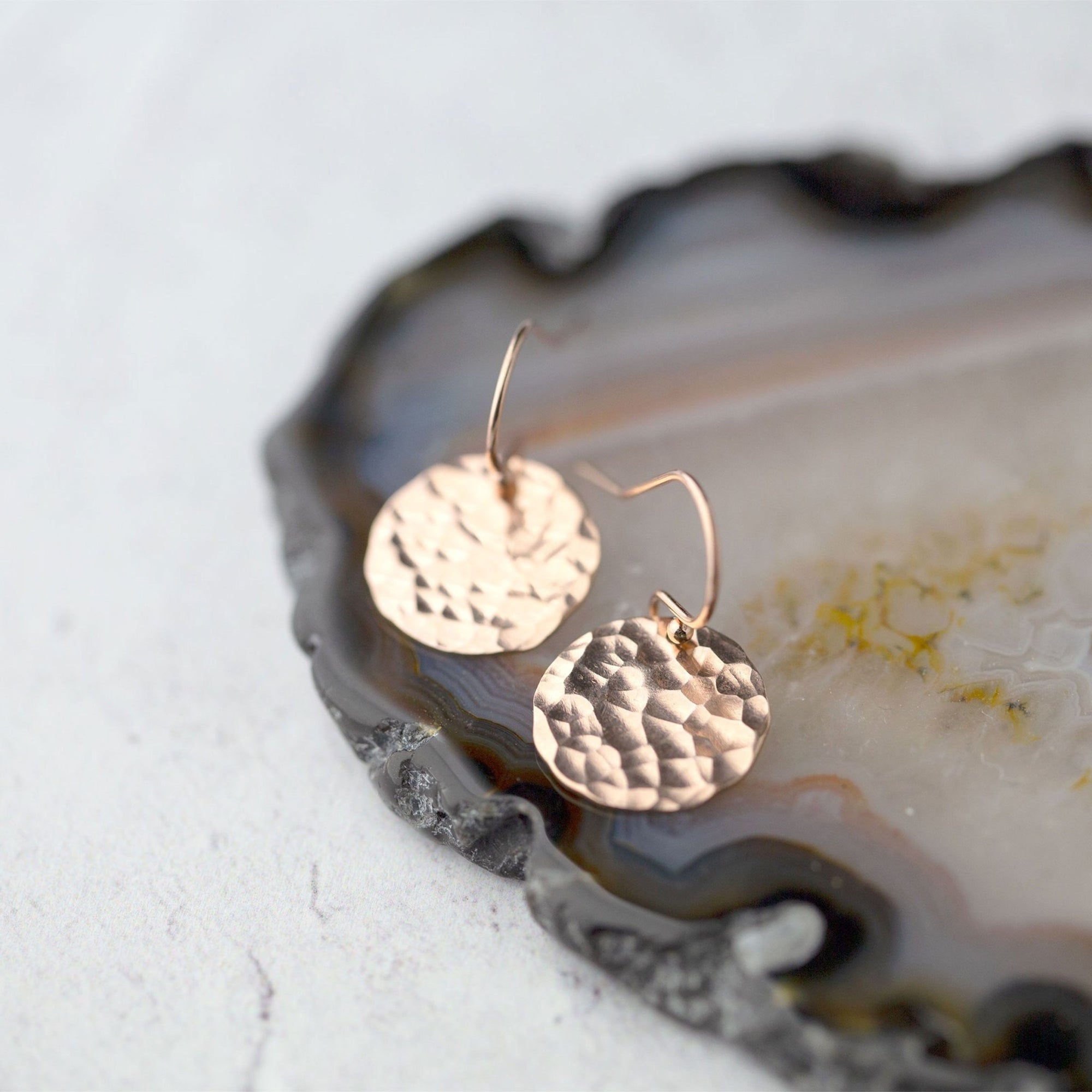 Medium Hammered Rose Gold Disc Earrings – Burnish