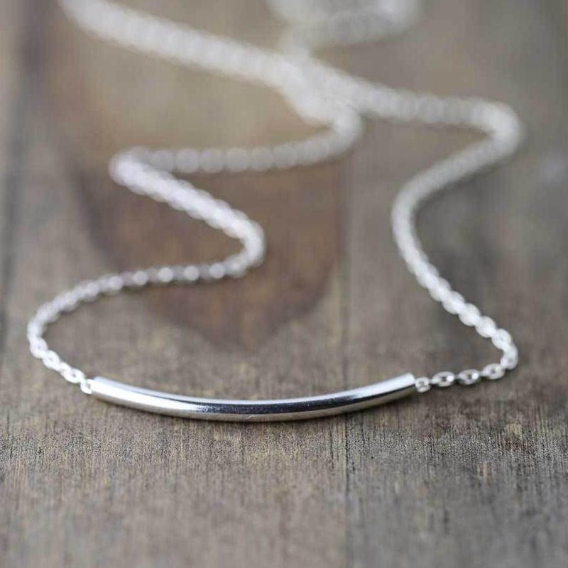 Minimalist Curved Bar Necklace - Handmade Jewelry by Burnish