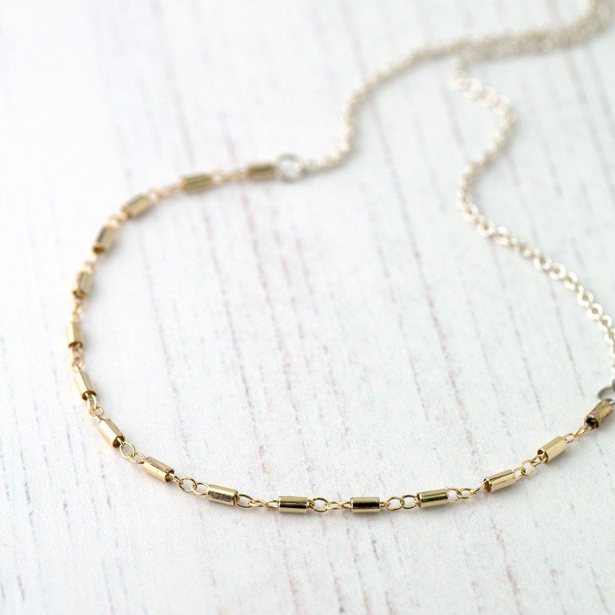 Mixed Metals Gold &amp; Silver Necklace - Handmade Jewelry by Burnish