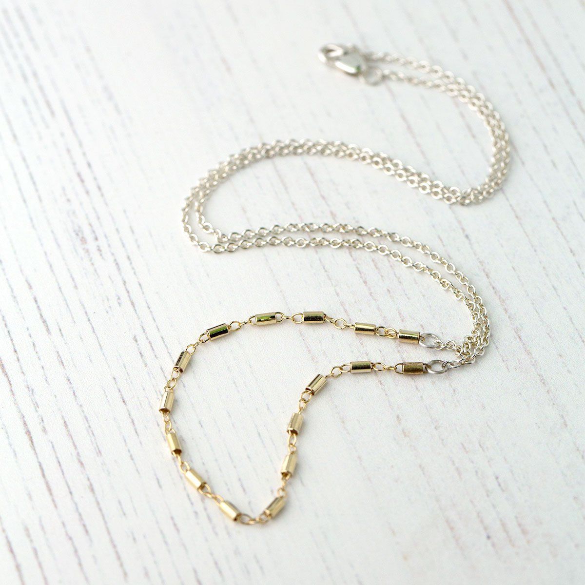 Mixed Metals Gold &amp; Silver Necklace - Handmade Jewelry by Burnish