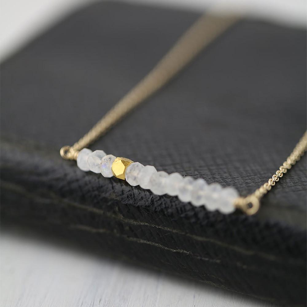 Moonstone Bar Necklace - Handmade Jewelry by Burnish