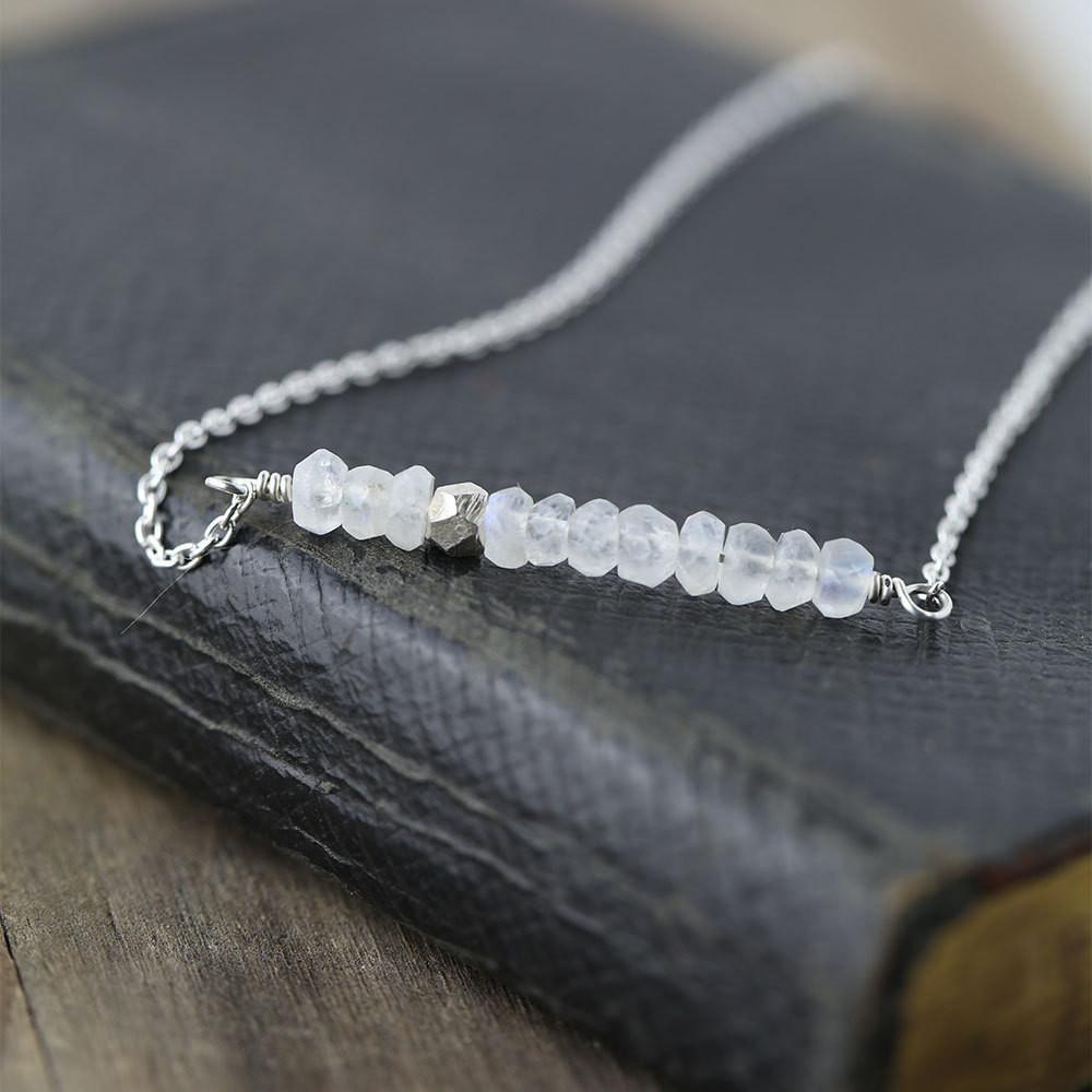 Moonstone Bar Necklace - Handmade Jewelry by Burnish