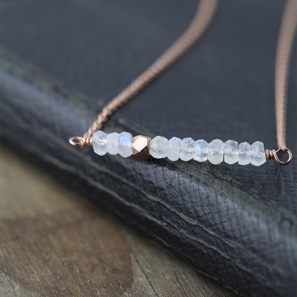 Moonstone Bar Necklace - Handmade Jewelry by Burnish