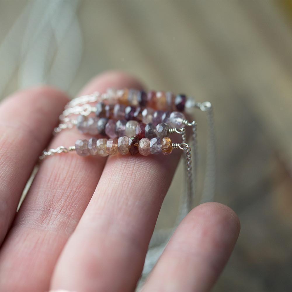 Multi-color Gemstone Bar Necklace - Handmade Jewelry by Burnish