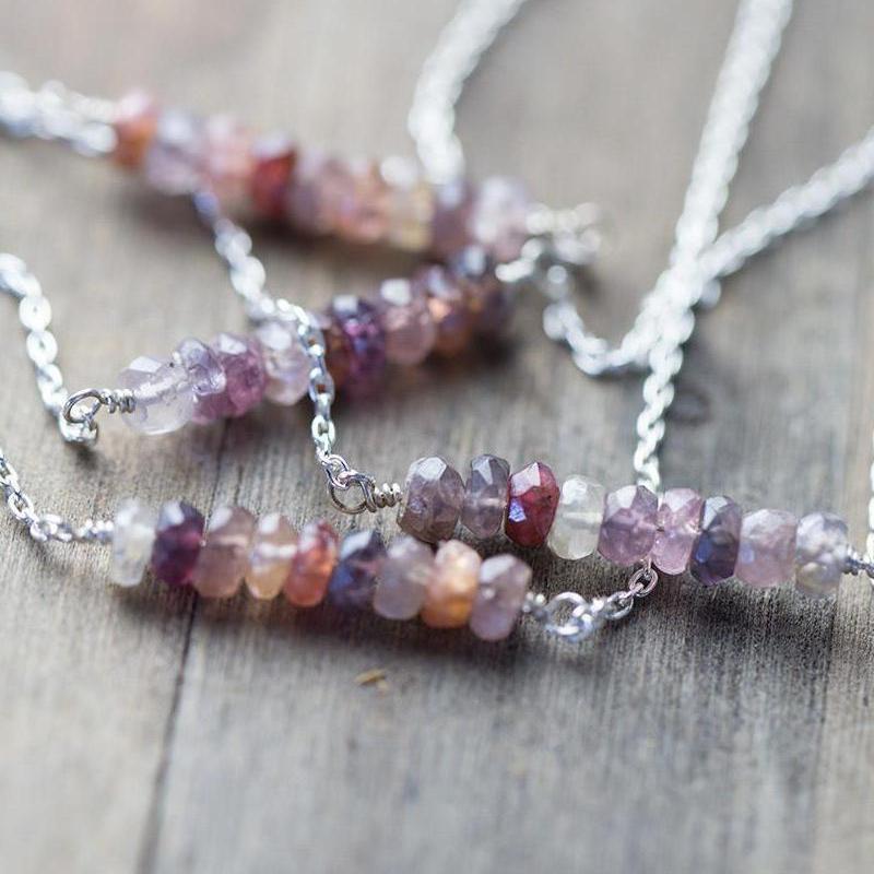 Multi-color Gemstone Bar Necklace - Handmade Jewelry by Burnish