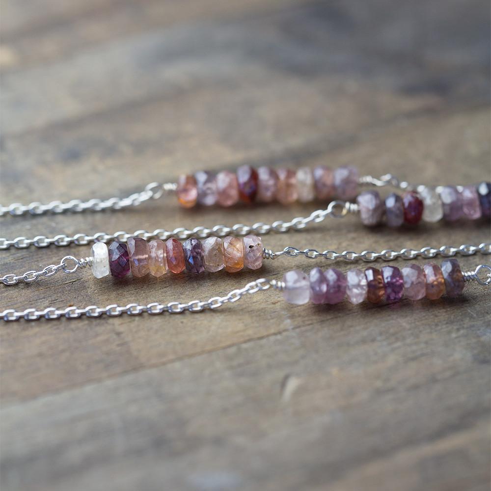 Multi-color Gemstone Bar Necklace - Handmade Jewelry by Burnish