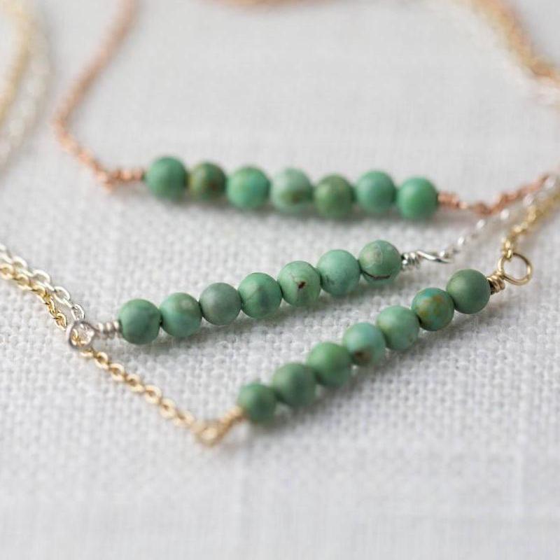 Natural Green Turquoise Bar Necklace - Handmade Jewelry by Burnish