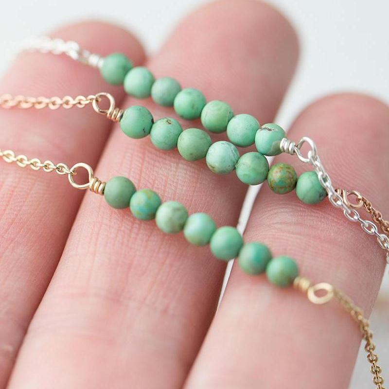 Natural Green Turquoise Bar Necklace - Handmade Jewelry by Burnish