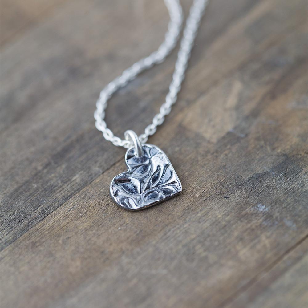 ONLY 1 - Floral Heart Necklace - Handmade Jewelry by Burnish