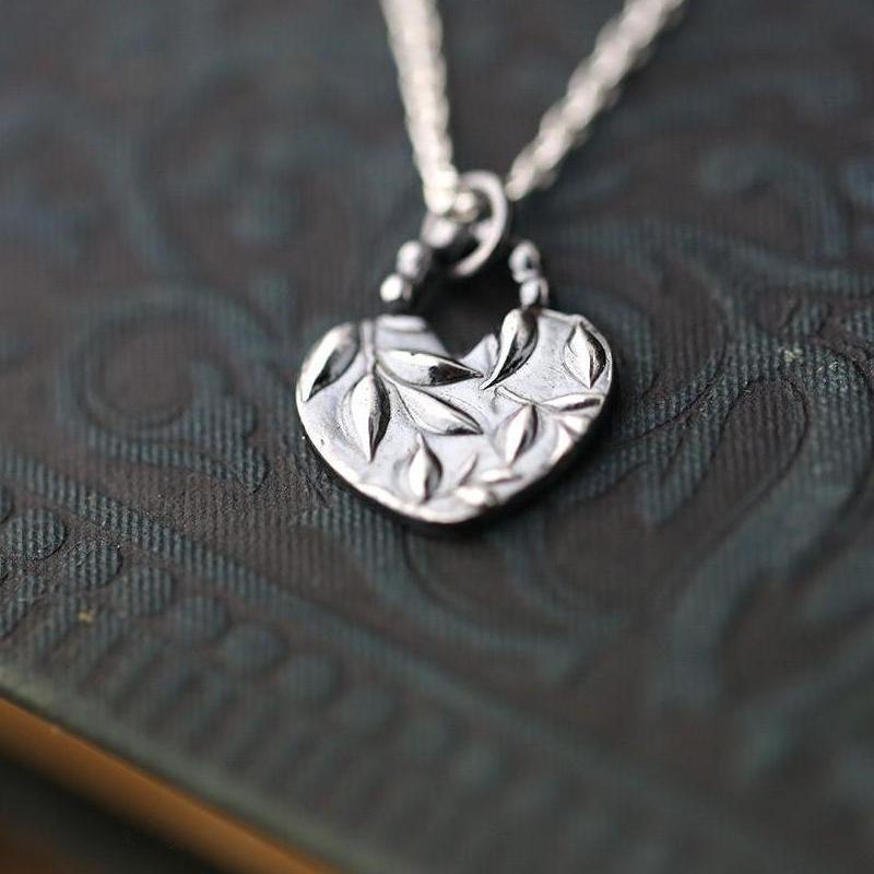 ONLY 1 - Leaves Heart Necklace - Handmade Jewelry by Burnish
