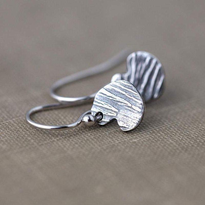 ONLY 1 - Mini Woodgrain Heart Earrings - Handmade Jewelry by Burnish