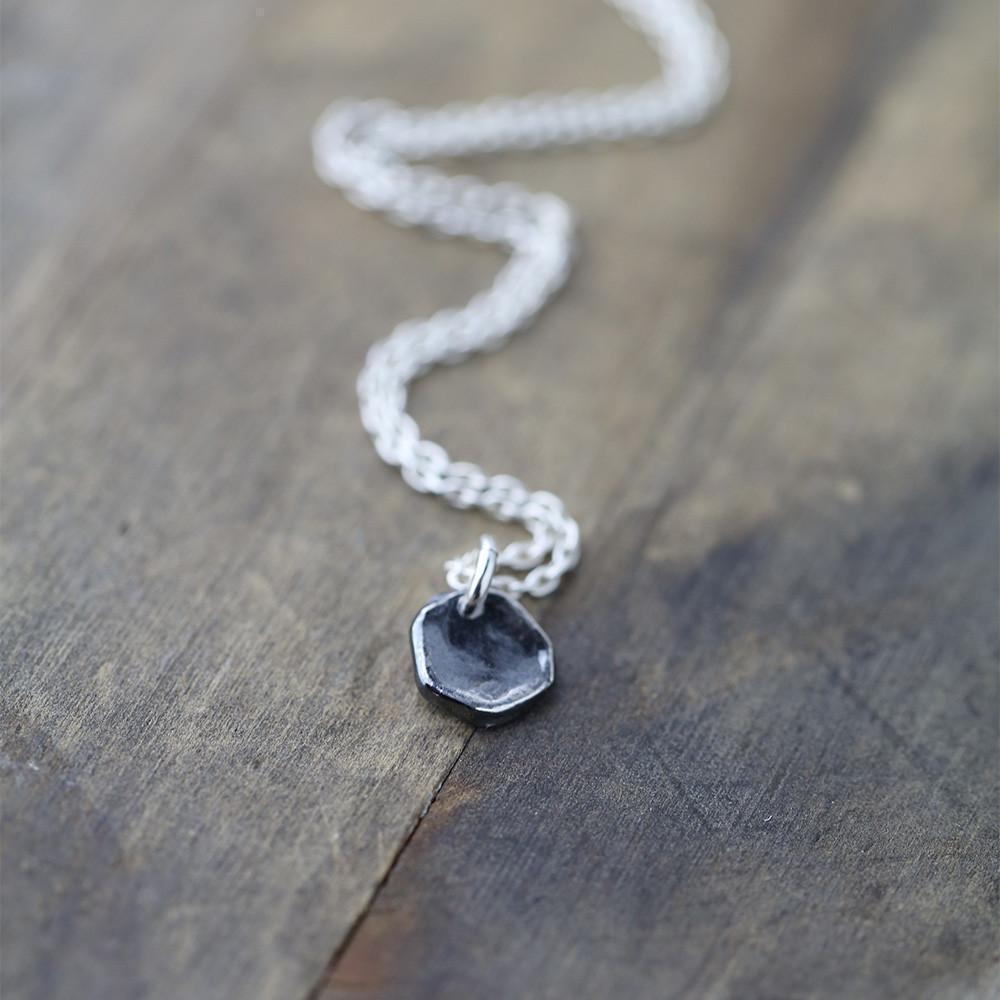 ONLY 1 - Organic Black Dot Necklace - Handmade Jewelry by Burnish