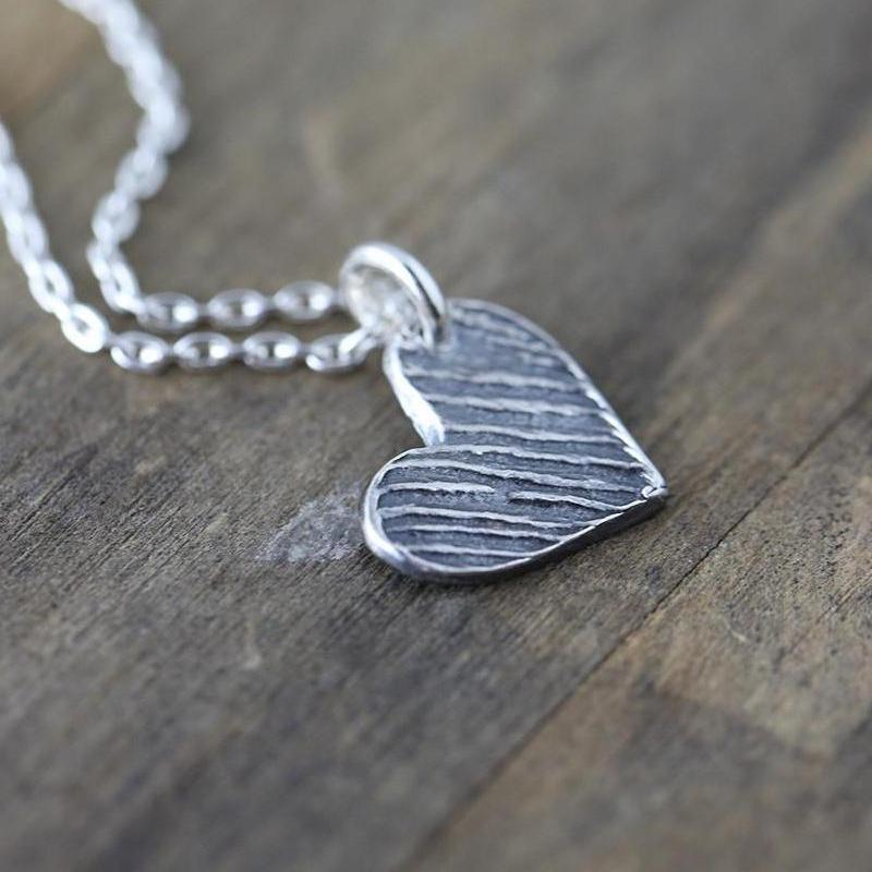 ONLY 1 - Organic Woodgrain Heart Necklace - Handmade Jewelry by Burnish