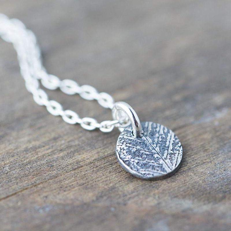 ONLY 1 - Tiny Leaf Dot Necklace - Handmade Jewelry by Burnish