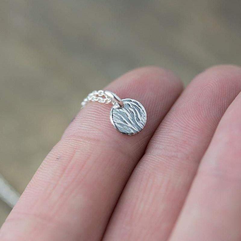 ONLY 1 - Tiny Woodgrain Dot Necklace - Handmade Jewelry by Burnish