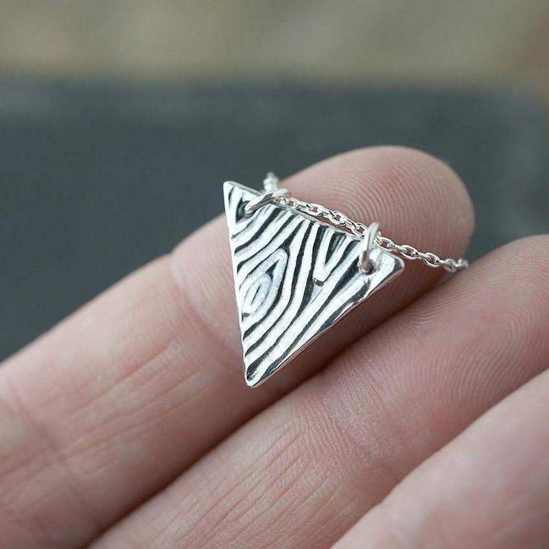 ONLY 1 - Woodgrain Triangle Necklace - Handmade Jewelry by Burnish