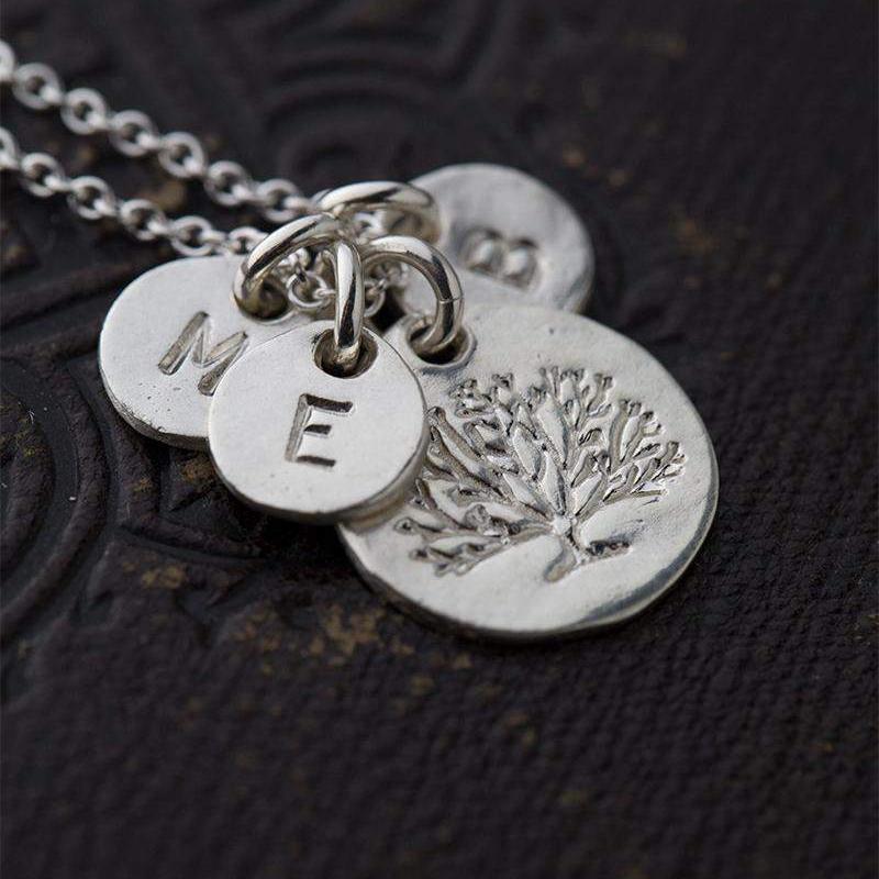 Organic Family Tree Initial Necklace - Handmade Jewelry by Burnish
