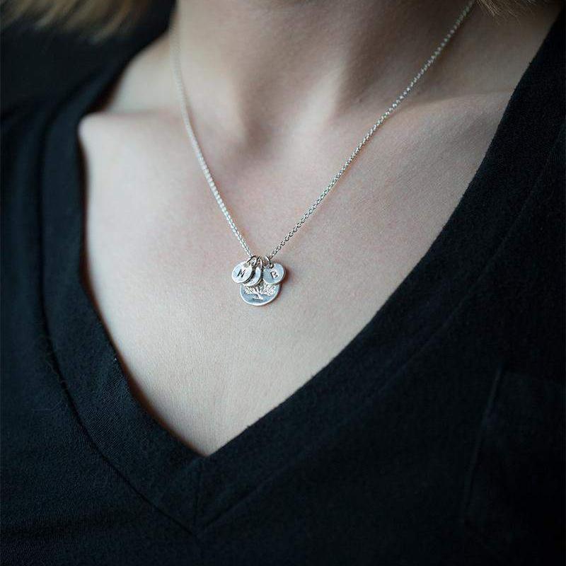 Organic Family Tree Initial Necklace - Handmade Jewelry by Burnish