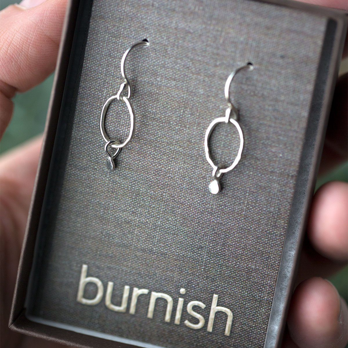 Oval Sequin Dangle Earrings - Handmade Jewelry by Burnish