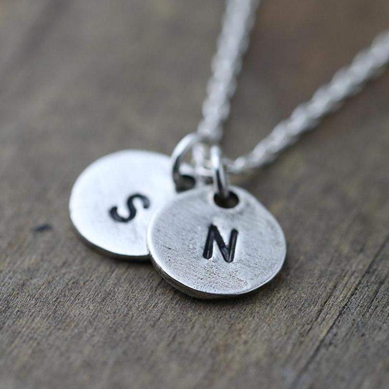 Personalized Hand Stamped Initial Necklace - Handmade Jewelry by Burnish