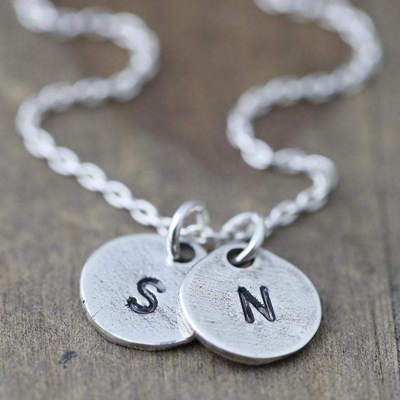 Personalized Hand Stamped Initial Necklace - Handmade Jewelry by Burnish